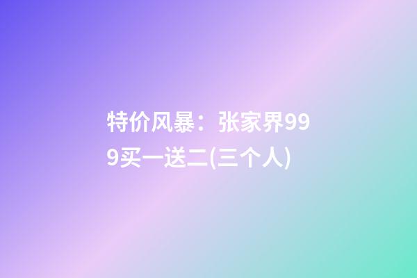 特价风暴：张家界999买一送二(三个人)