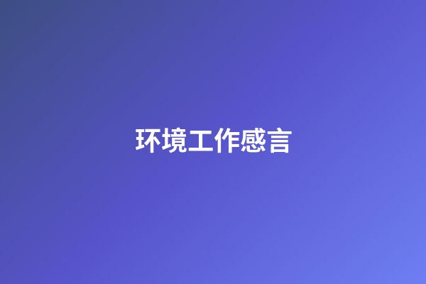 环境工作感言