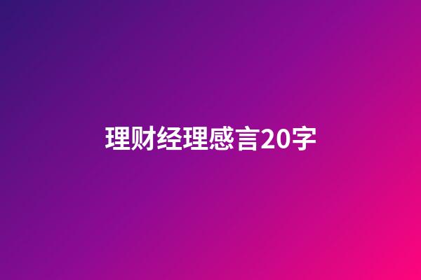 理财经理感言20字