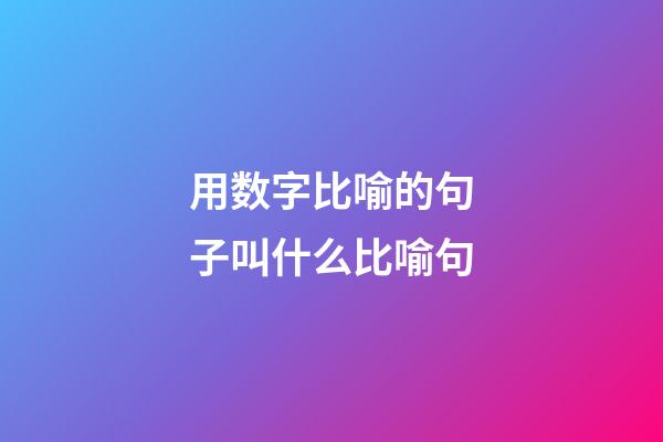 用数字比喻的句子叫什么比喻句