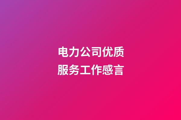 电力公司优质服务工作感言