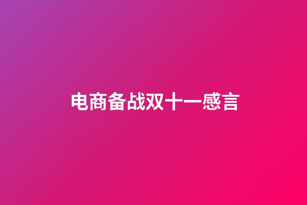 电商备战双十一感言