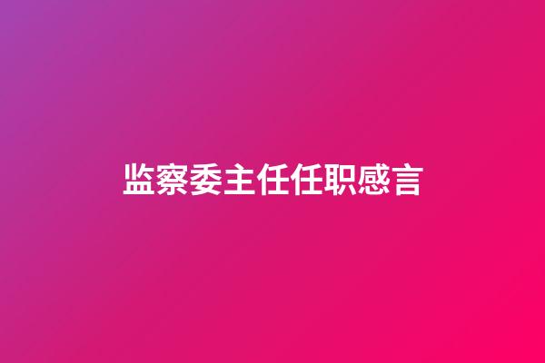 监察委主任任职感言