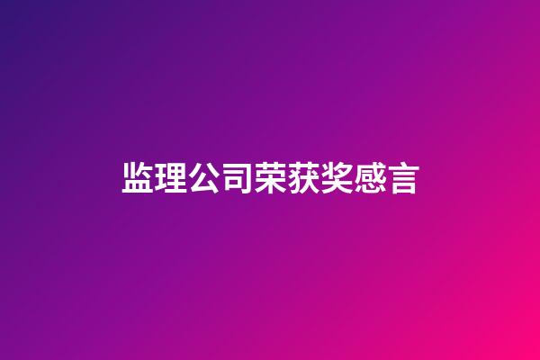 监理公司荣获奖感言