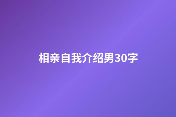 相亲自我介绍男30字