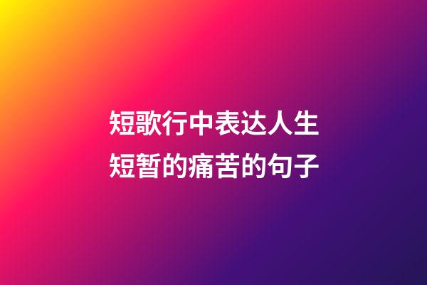 短歌行中表达人生短暂的痛苦的句子