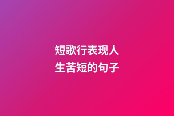 短歌行表现人生苦短的句子