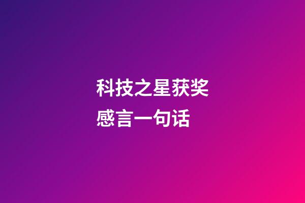 科技之星获奖感言一句话