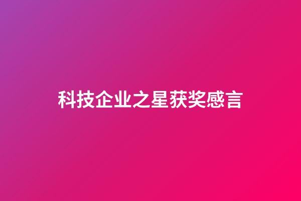 科技企业之星获奖感言