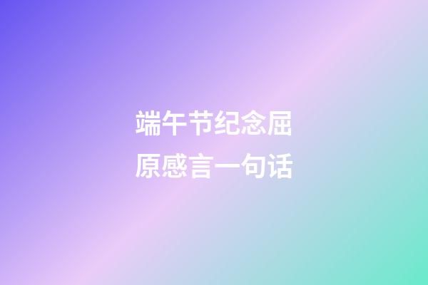 端午节纪念屈原感言一句话