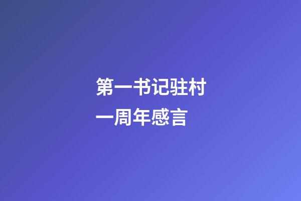 第一书记驻村一周年感言