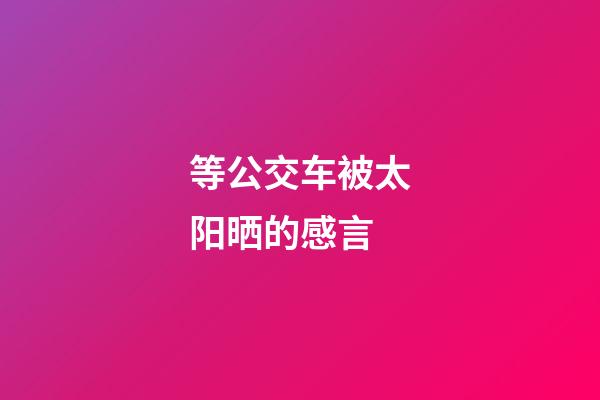 等公交车被太阳晒的感言