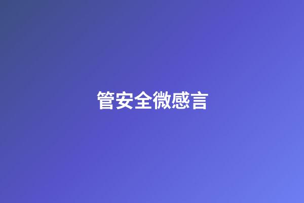 管安全微感言