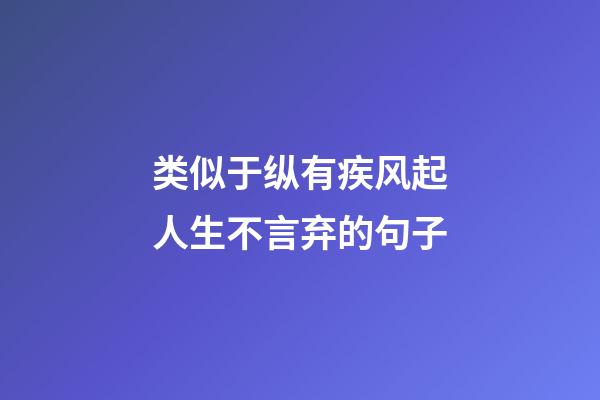 类似于纵有疾风起人生不言弃的句子