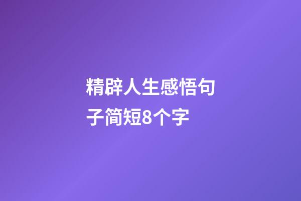 精辟人生感悟句子简短8个字