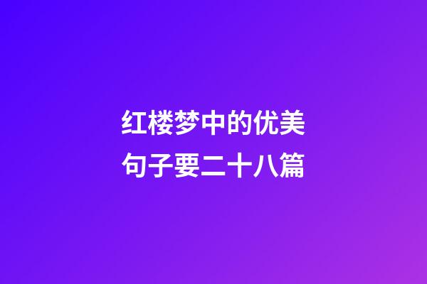 红楼梦中的优美句子要二十八篇