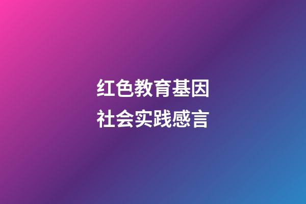 红色教育基因社会实践感言