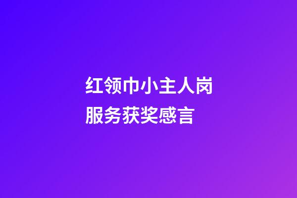 红领巾小主人岗服务获奖感言