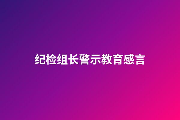 纪检组长警示教育感言