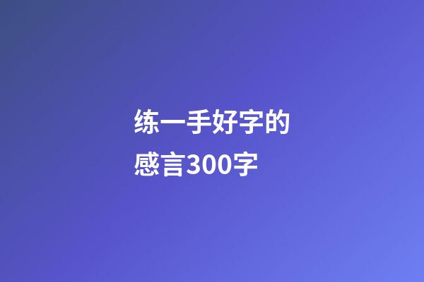 练一手好字的感言300字