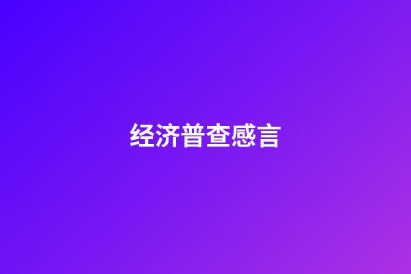 经济普查感言