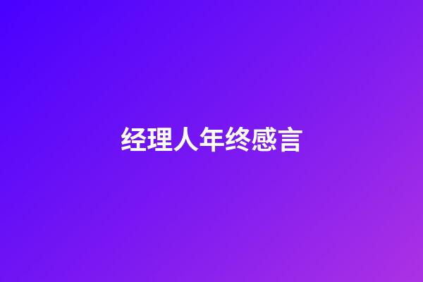 经理人年终感言