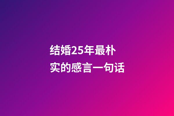 结婚25年最朴实的感言一句话