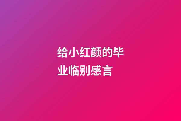 给小红颜的毕业临别感言