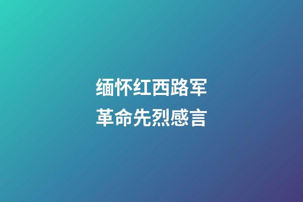 缅怀红西路军革命先烈感言