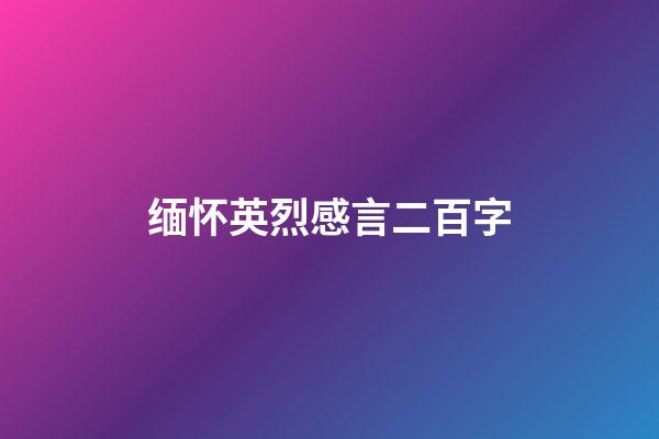 缅怀英烈感言二百字