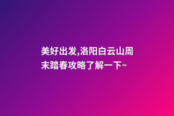 美好出发,洛阳白云山周末踏春攻略了解一下~