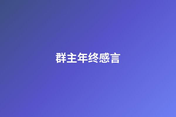 群主年终感言