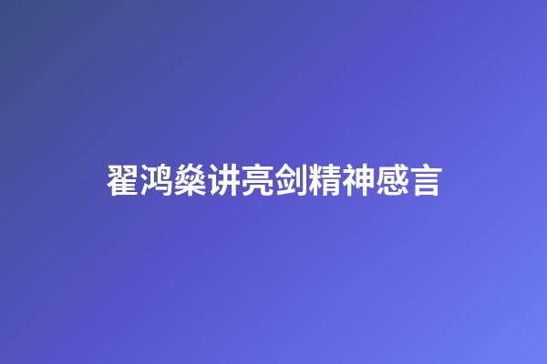 翟鸿燊讲亮剑精神感言