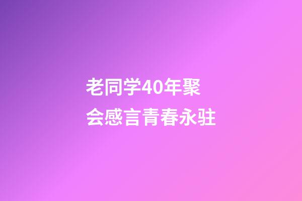 老同学40年聚会感言青春永驻