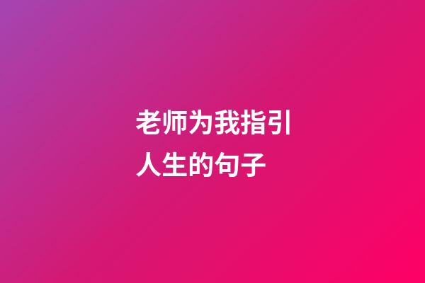 老师为我指引人生的句子