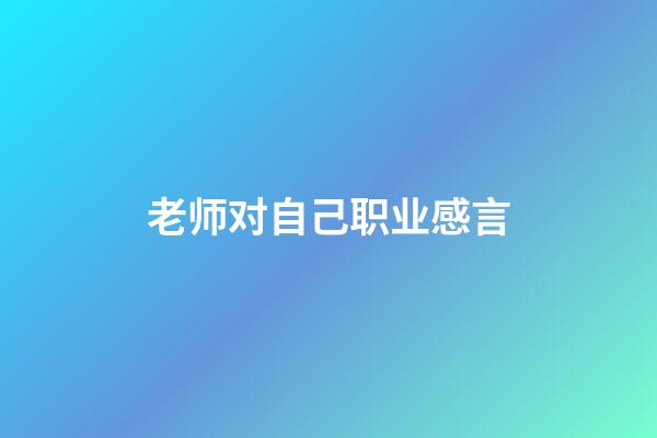 老师对自己职业感言