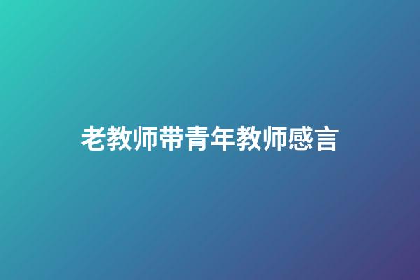 老教师带青年教师感言