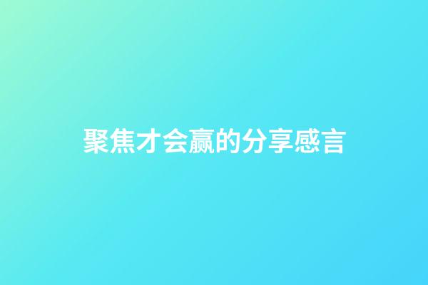 聚焦才会赢的分享感言