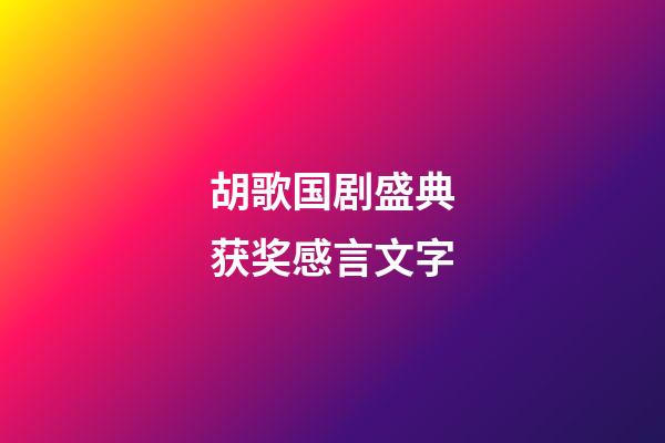 胡歌国剧盛典获奖感言文字