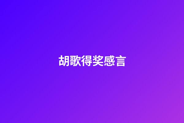 胡歌得奖感言