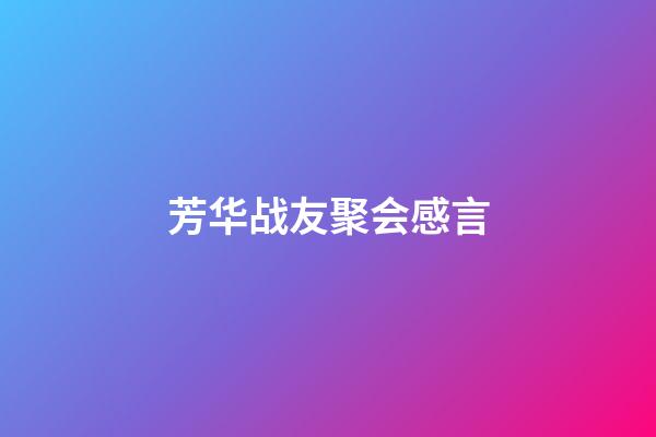 芳华战友聚会感言