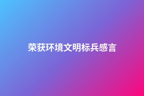 荣获环境文明标兵感言