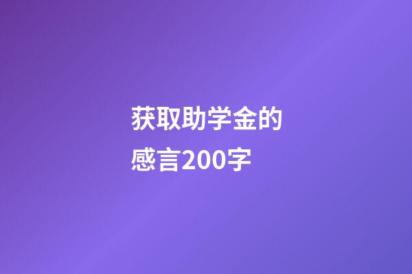 获取助学金的感言200字