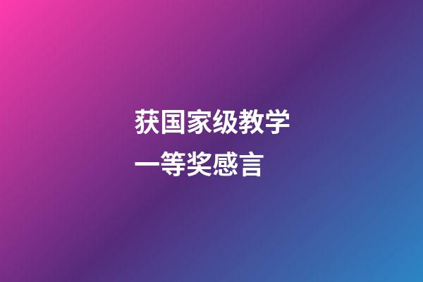 获国家级教学一等奖感言