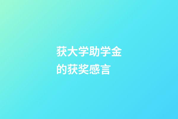 获大学助学金的获奖感言