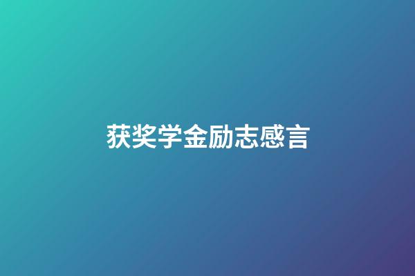 获奖学金励志感言