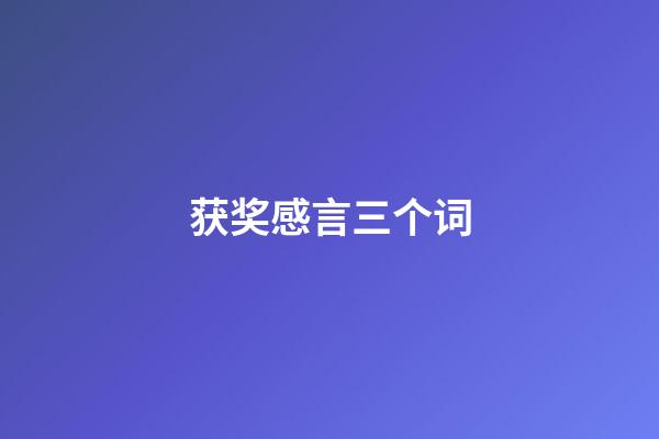 获奖感言三个词