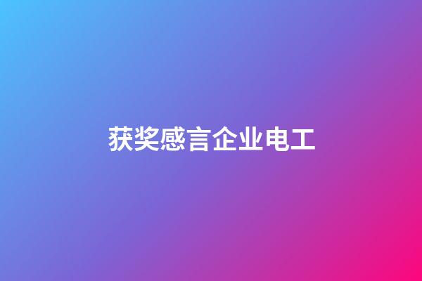 获奖感言企业电工