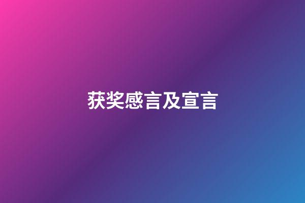 获奖感言及宣言