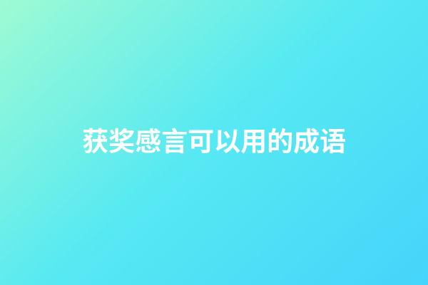 获奖感言可以用的成语